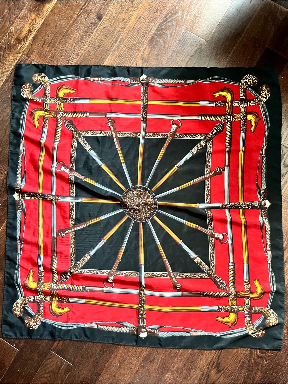 Italian Silk Red and Black Scarf